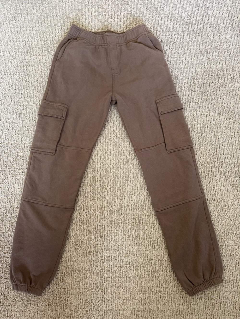 Boys Tea Brown Cargo Jogger Pants - Elastic Waist & Ankle